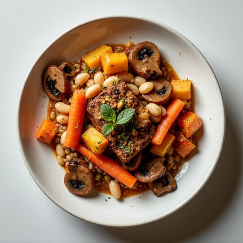 Hearty Mushroom Ragu with Roasted Root Vegetables