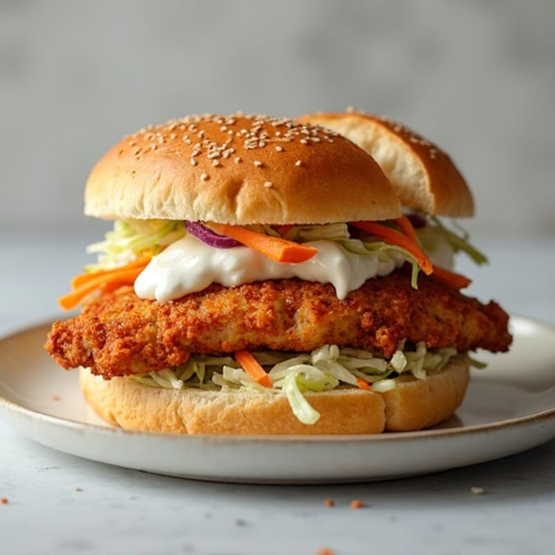 Crispy Baked Chicken Sandwich with Creamy Slaw