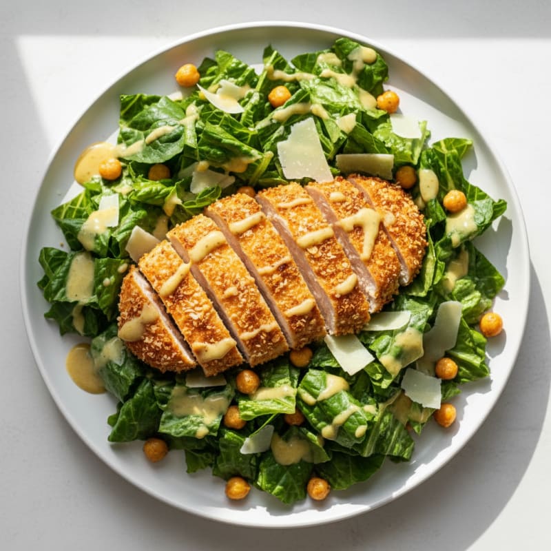 Crispy Chicken Caesar Salad with Zesty Dressing