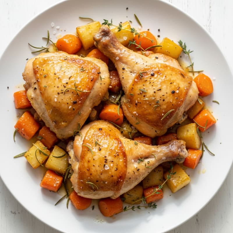 Garlic-Herb Roasted Chicken Thighs with Root Vegetables