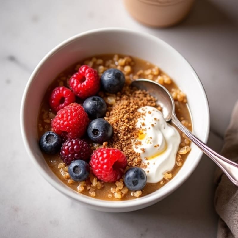 Warm Spiced Quinoa Pudding with Berries