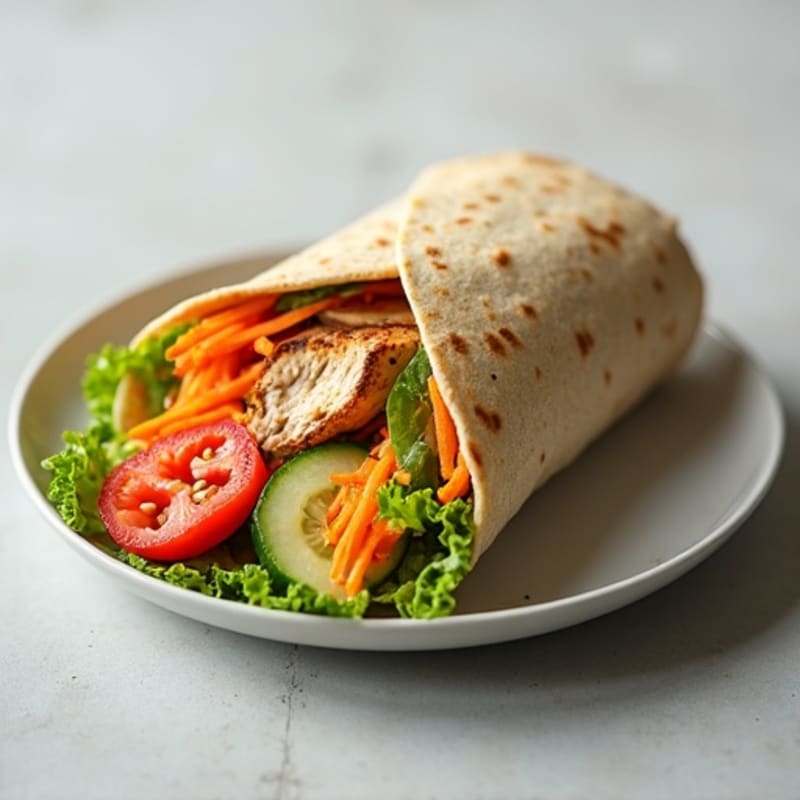 Grilled Turkey and Hummus Wrap with Crunchy Veggies