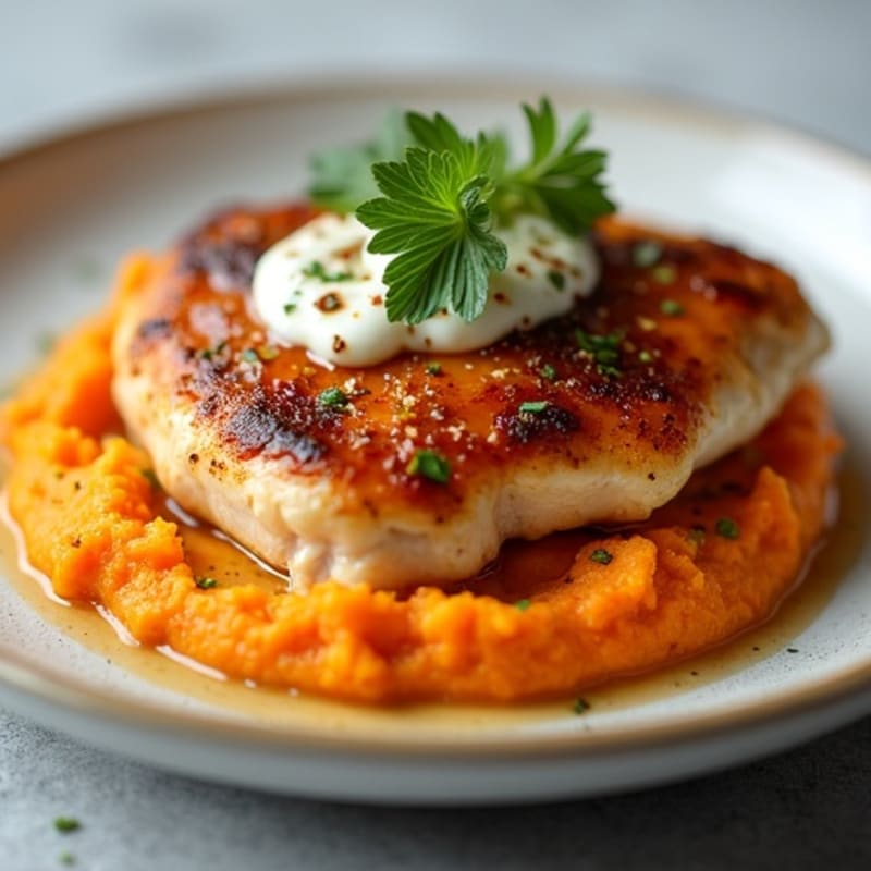 Creamy Maple-Glazed Chicken with Sweet Potato Mash