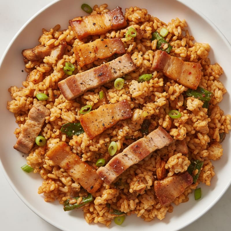 Kimchi Fried Rice with Pork Belly