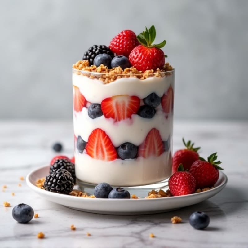 Greek Yogurt Protein Parfait with Mixed Berries