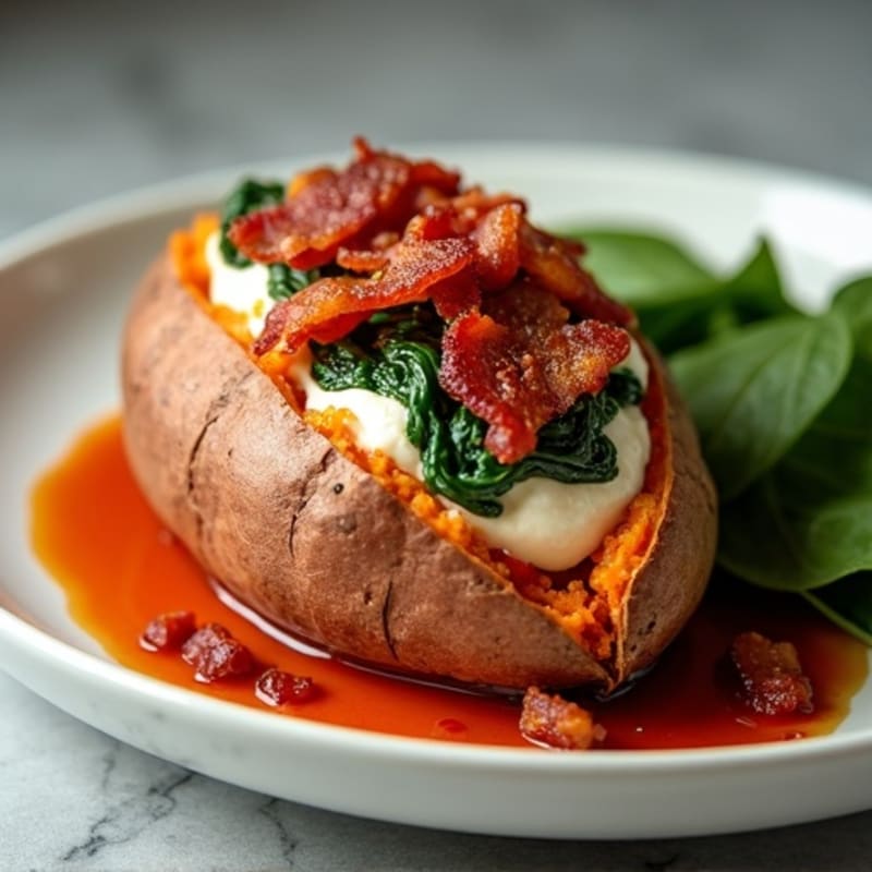 Twice-Baked Loaded Sweet Potatoes with Turkey Bacon