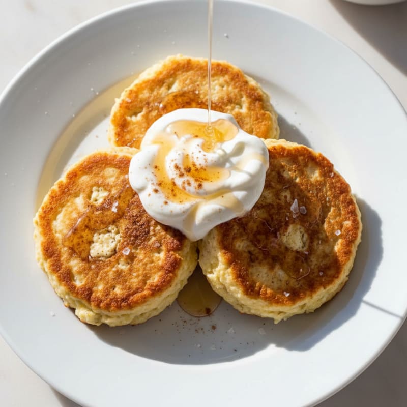 Fluffy Golden Cottage Cheese Pancakes