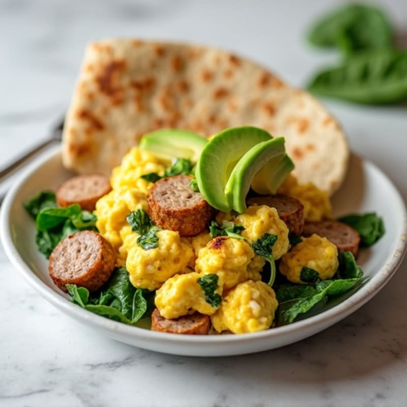 Egg White and Turkey Sausage Scramble with Spinach