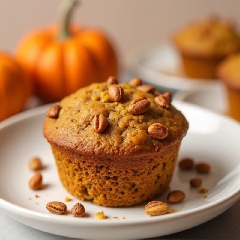 Soft Baked Pumpkin Spice Protein Muffins with Toasted Pepitas