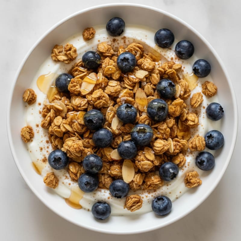Blueberry Yogurt with Honey-Almond Granola