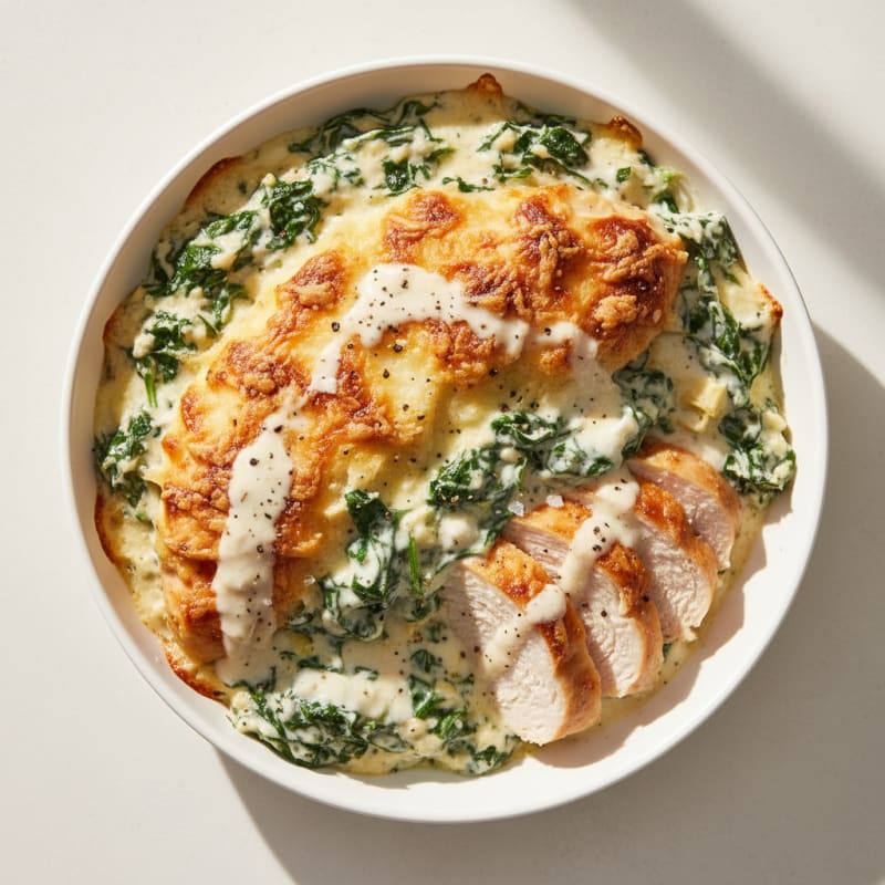 Creamy Spinach Artichoke Dip Bake