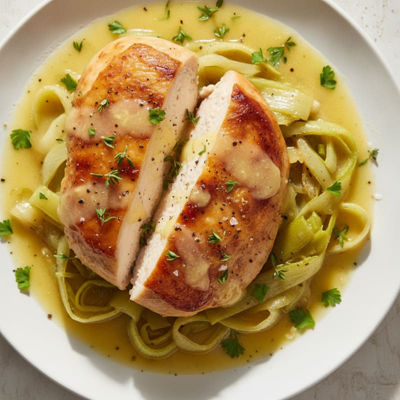 Roasted Chicken and Leek with Lemon-Herb Sauce