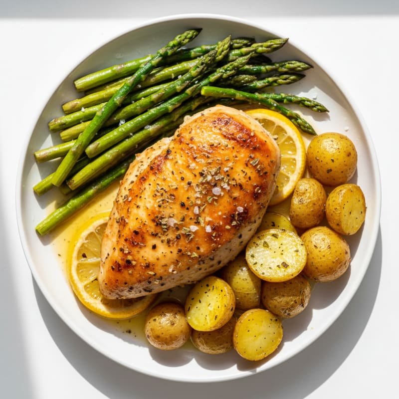 Lemon-Herb Roasted Chicken with Asparagus