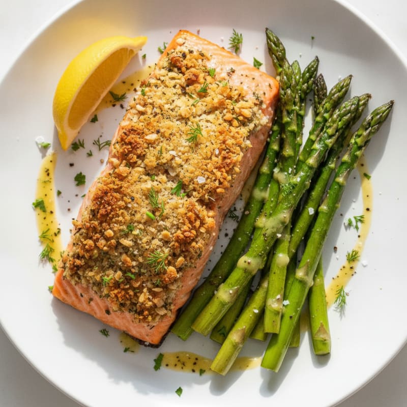 Herb-Crusted Salmon with Roasted Asparagus
