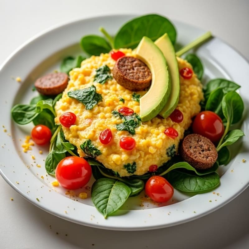 Egg White and Turkey Sausage Scramble with Spinach