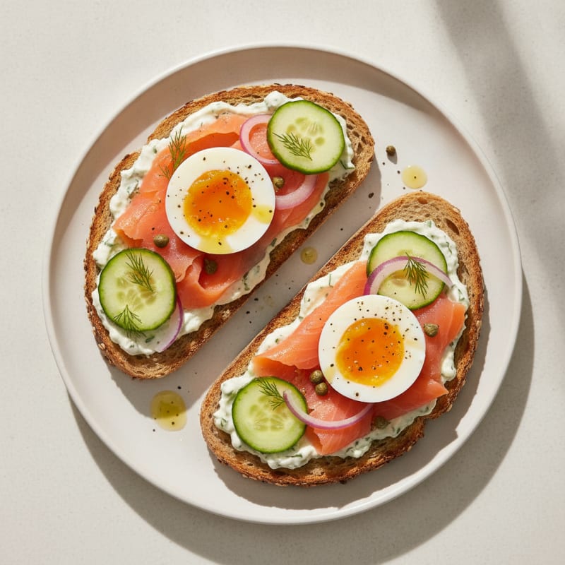 High-Protein Smoked Salmon Toast with Dill Cream