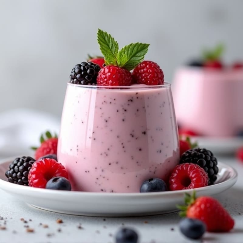 Silky Greek Yogurt Protein Mousse with Mixed Berries