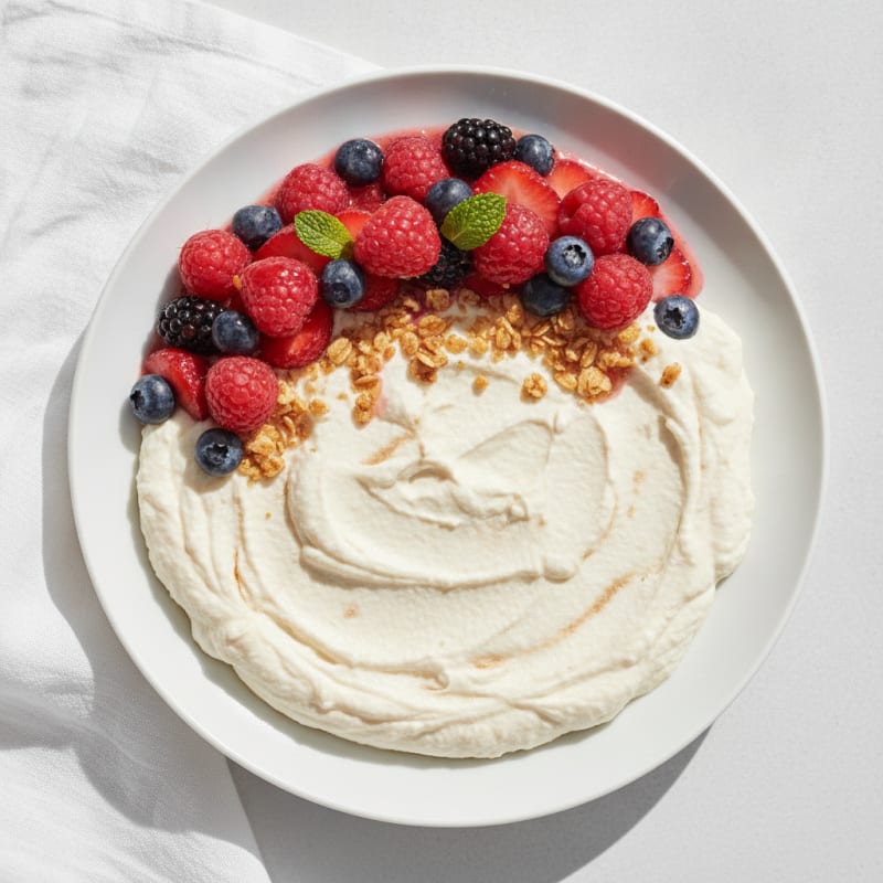 Silky Greek Yogurt Protein Mousse with Mixed Berries
