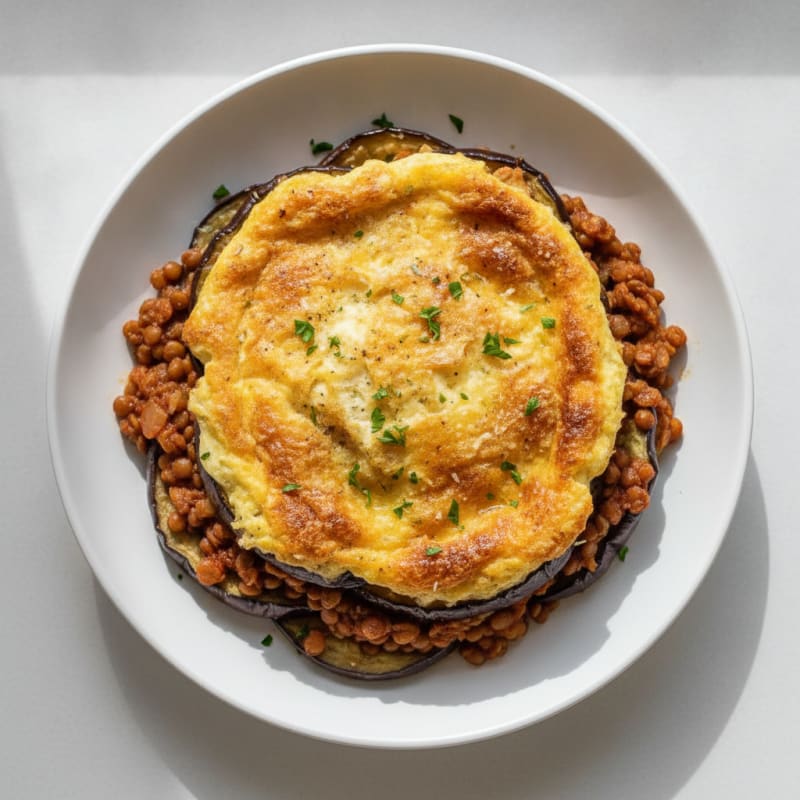 Lentil and Eggplant Moussaka Bake
