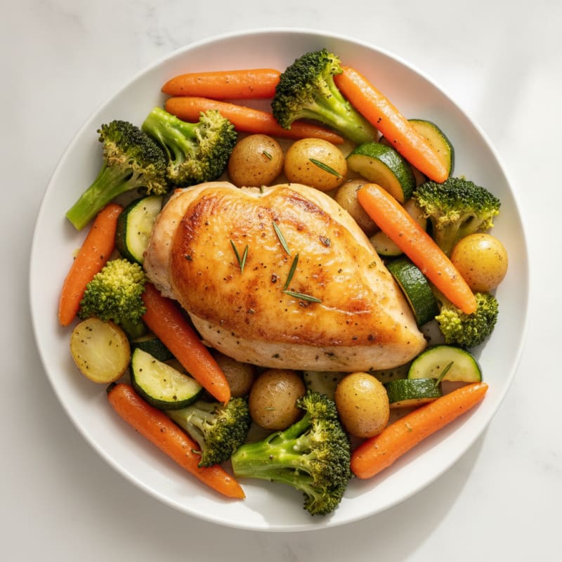 Lemon Herb Roasted Chicken with Garden Vegetables