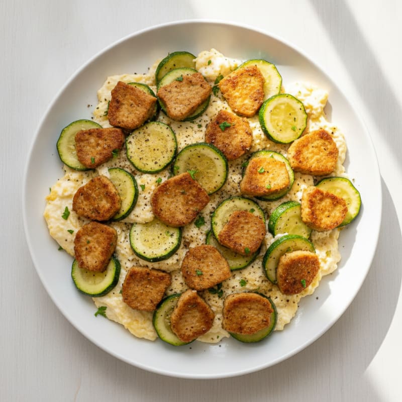 Seitan and Zucchini Egg White Skillet