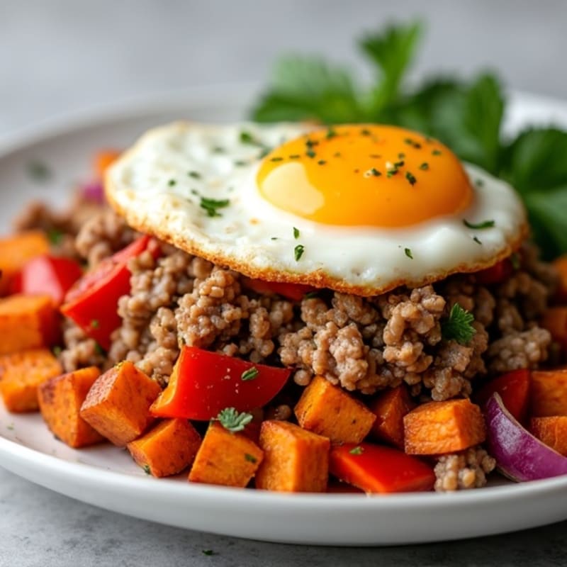 Savory Ground Turkey and Roasted Sweet Potato Hash