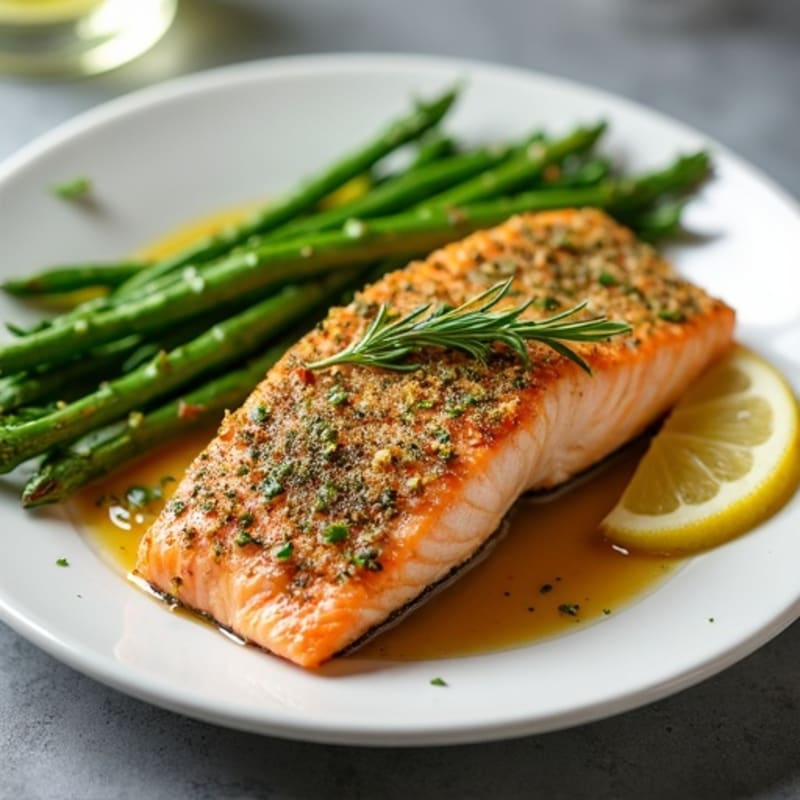 Herb-Crusted Pan Seared Salmon with Lemon