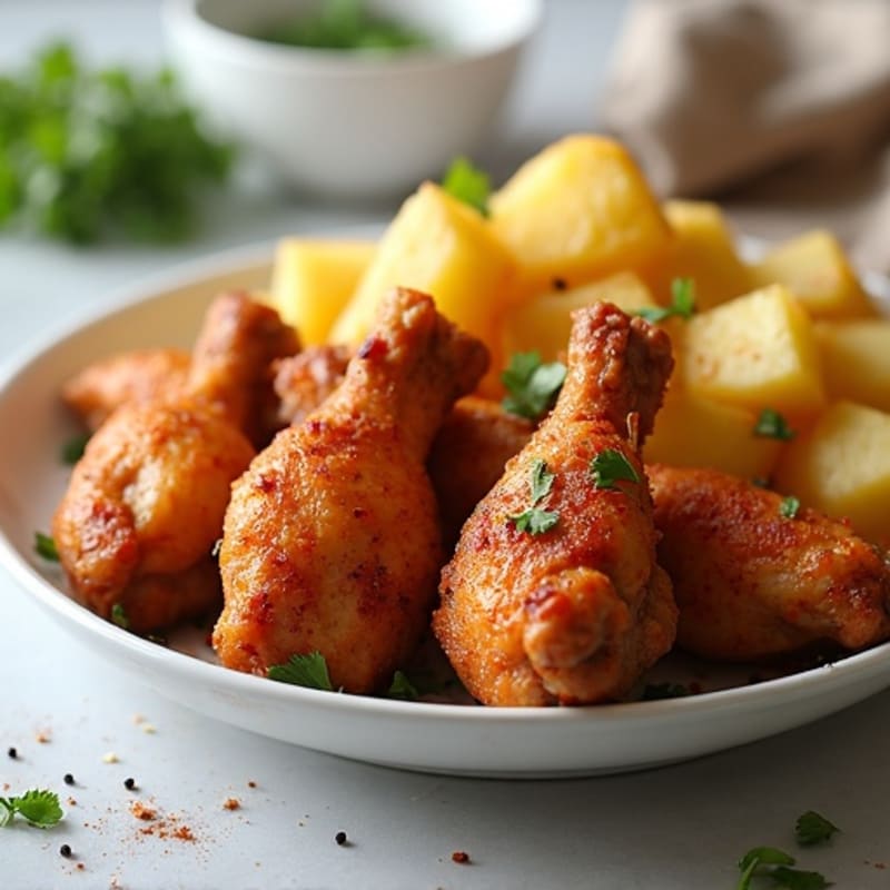 Crispy Baked Chicken Wings with Roasted Potatoes