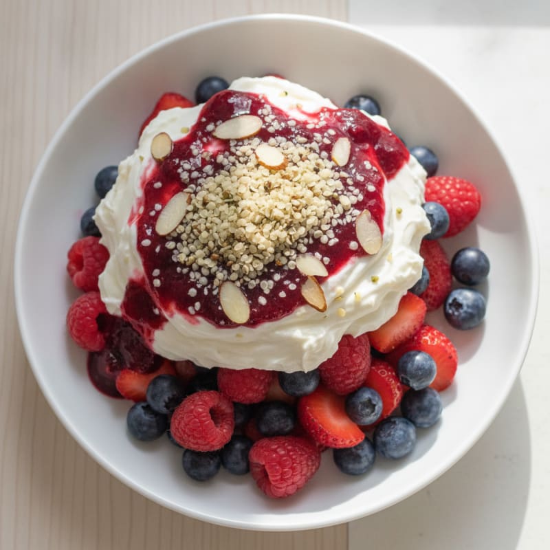 Greek Yogurt Protein Parfait with Mixed Berries