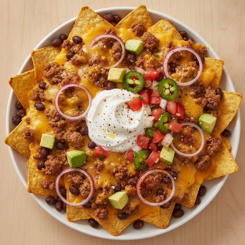 Loaded Beef and Bean Nachos