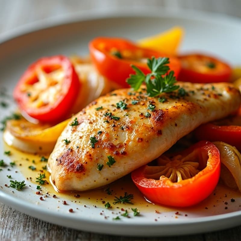 Saffron-Spiced Sheet Pan Chicken with Roasted Peppers