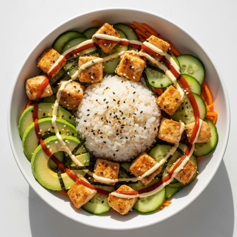 Chicken Sushi Rice Bowl with Avocado