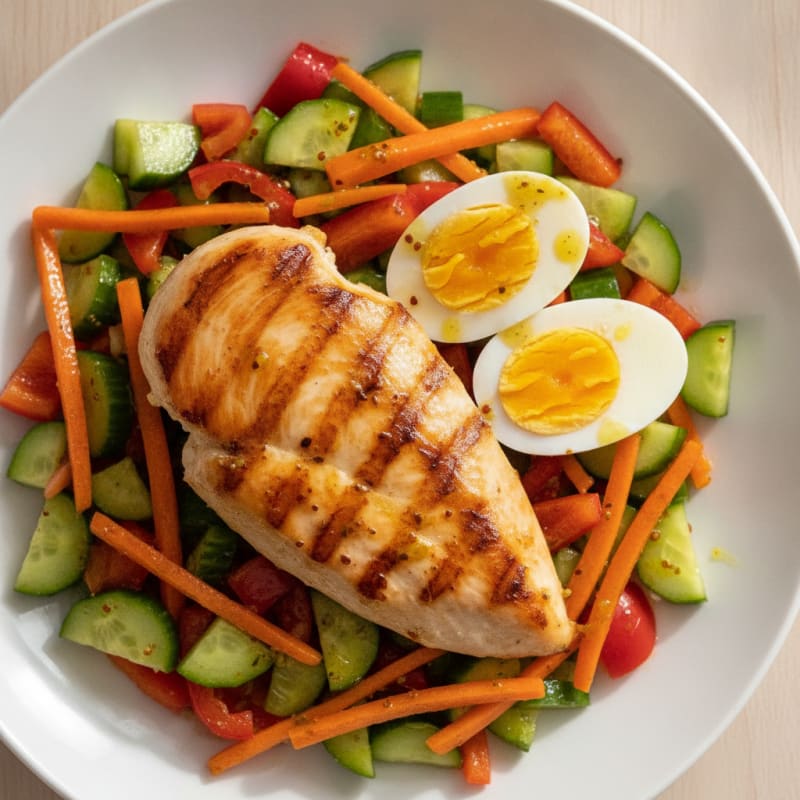 Grilled Chicken Breast with Crunchy Vegetable Salad