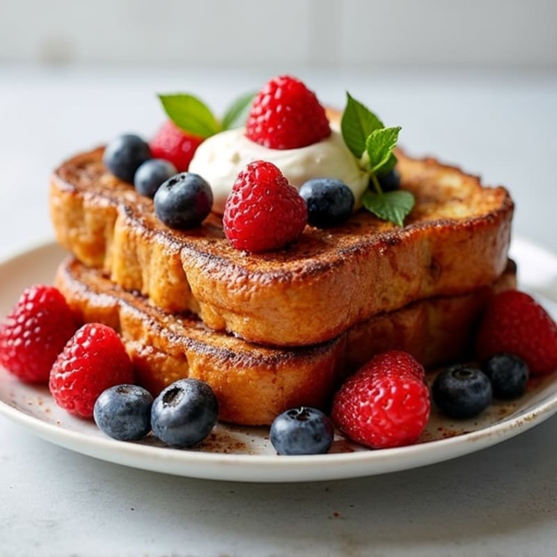 High Protein Whole Grain French Toast with Fresh Berries