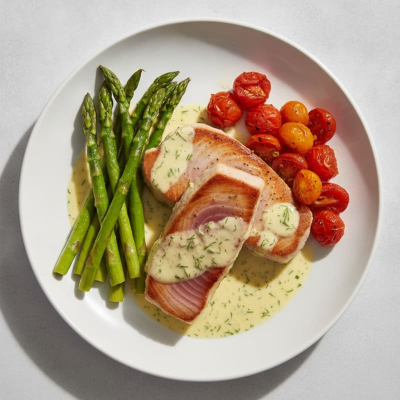 Pan-Seared Tuna with Lemon-Dill Sauce