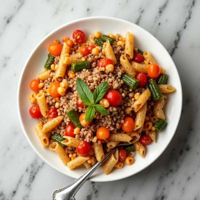 Ground Turkey and Lentil Pasta with Pura Vida Vegetables