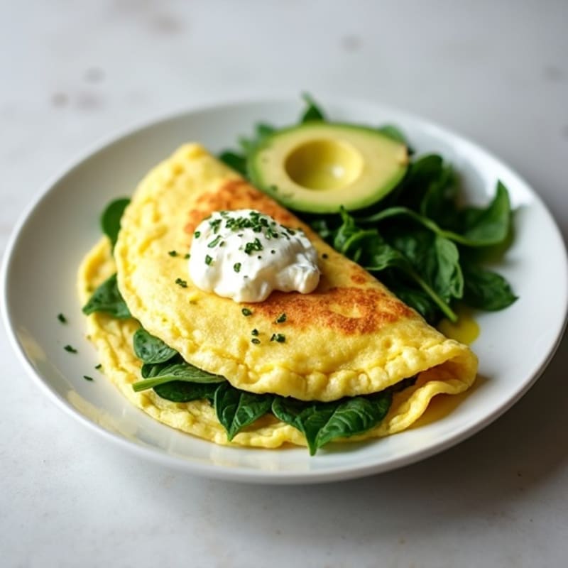 Egg White Spinach Omelette with Cottage Cheese