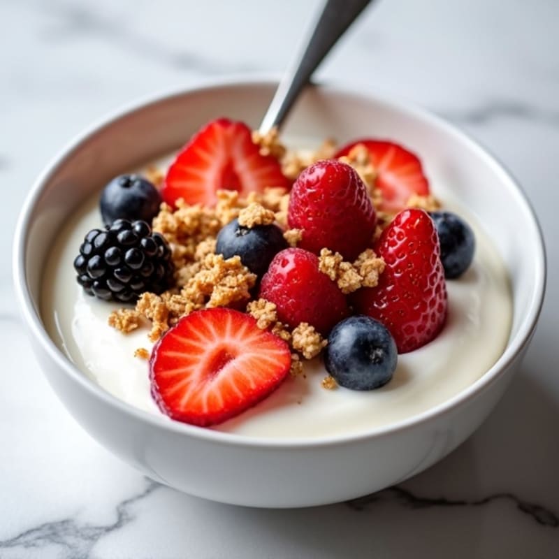 Creamy Greek Yogurt Bowl with Fresh Berries and Crunchy Granola
