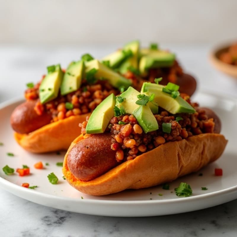 Lean Turkey Chili-Topped Sweet Potato Dogs