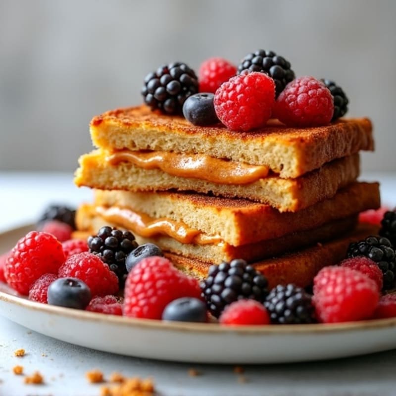 Peanut Butter Stuffed Whole Grain French Toast with Fresh Berries