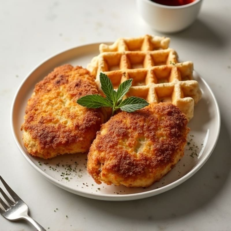 Crispy Baked Herb Chicken with Fluffy Whole Grain Waffles