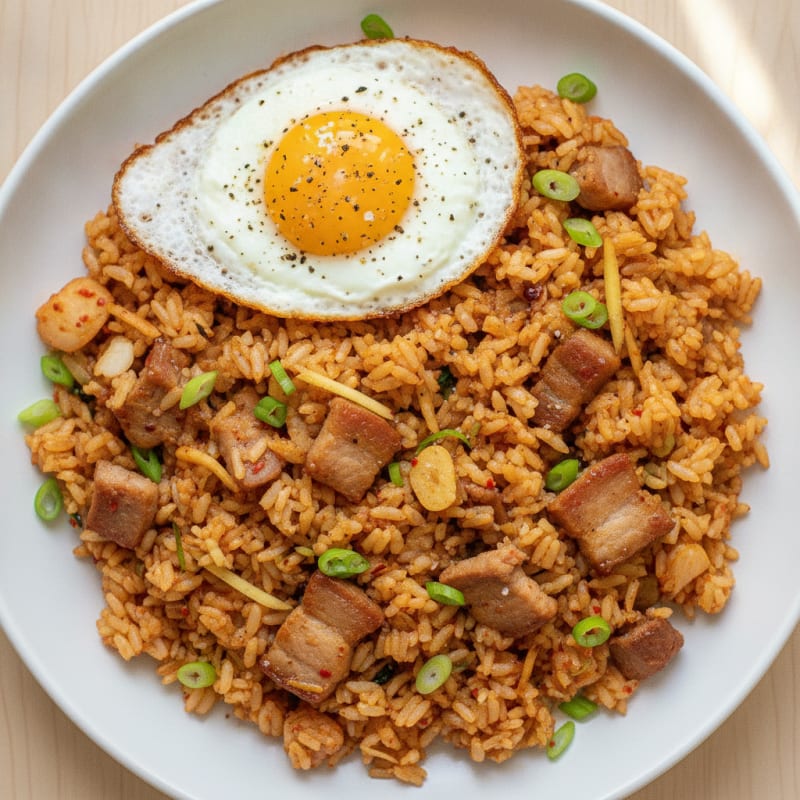Kimchi Fried Rice with Pork Belly