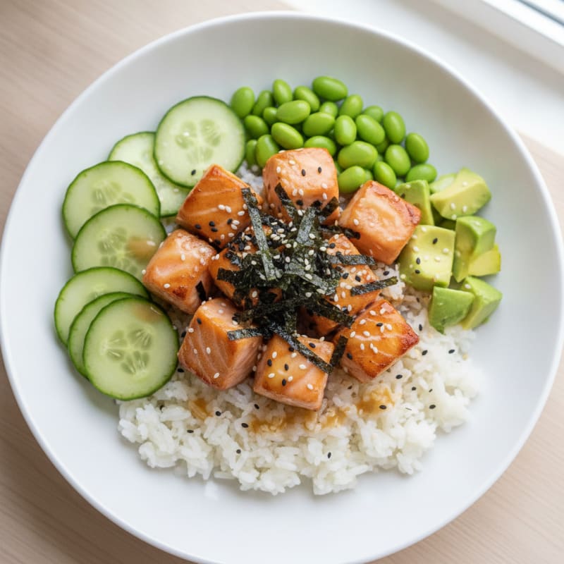 Deconstructed Sushi Rice Bowl with Salmon