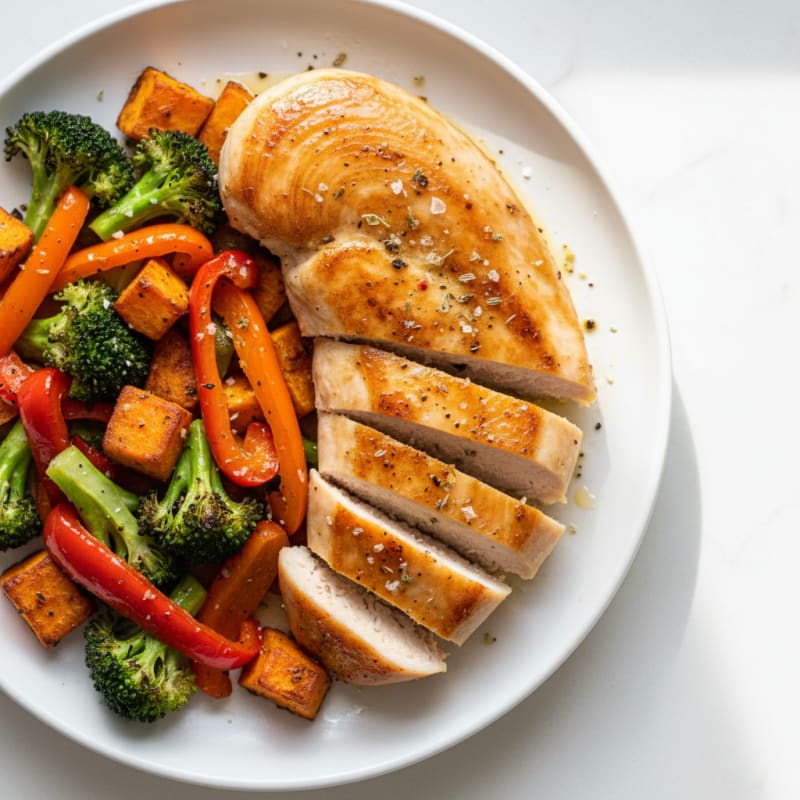 Golden Pan-Seared Chicken with Roasted Vegetables