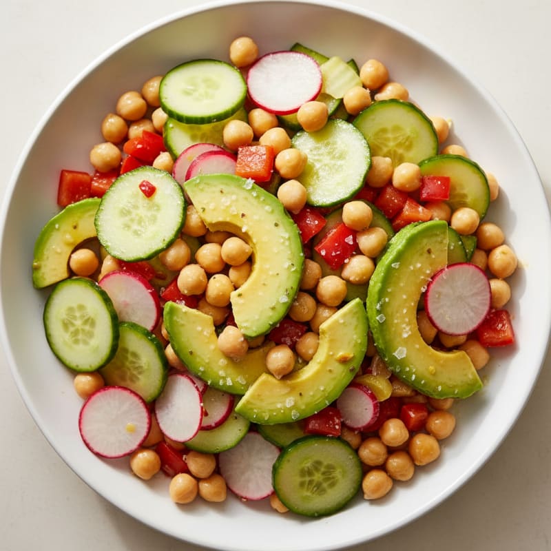 Chickpea and Avocado Salad with Crunchy Vegetables