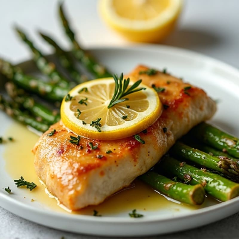 Crispy Lemon Herb Roasted Chicken with Roasted Asparagus