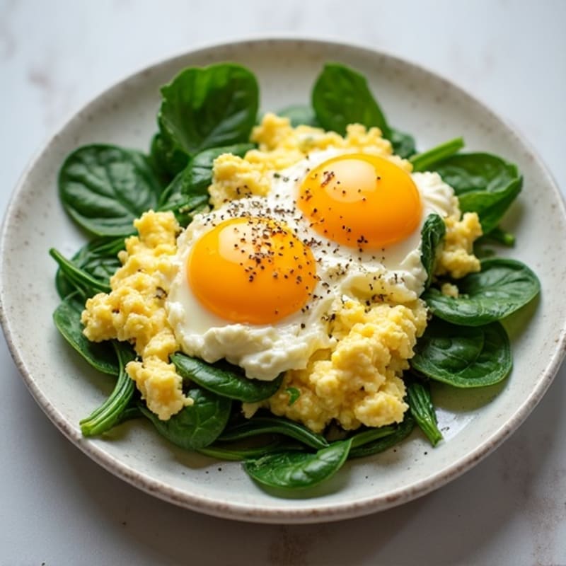 Creamy Cottage Cheese and Spinach Scramble