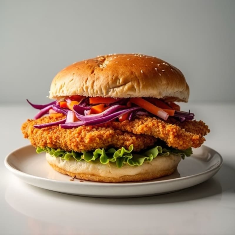 Crispy Air-Fried Chicken Sandwich with Tangy Slaw