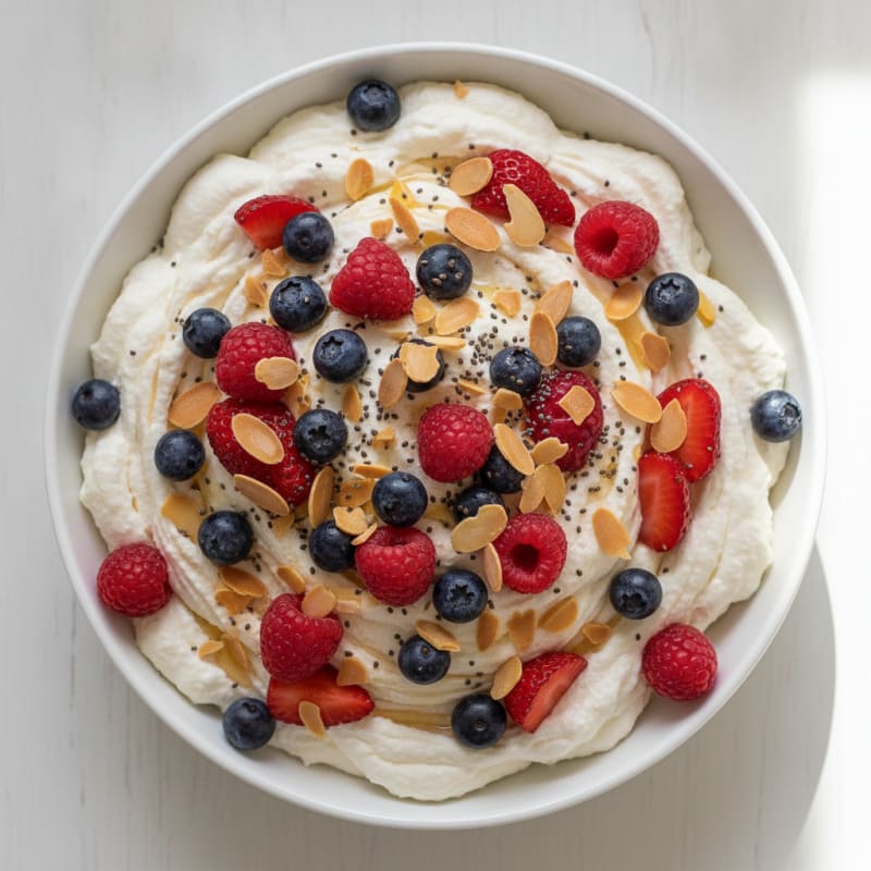 Greek Yogurt Protein Mousse with Mixed Berries