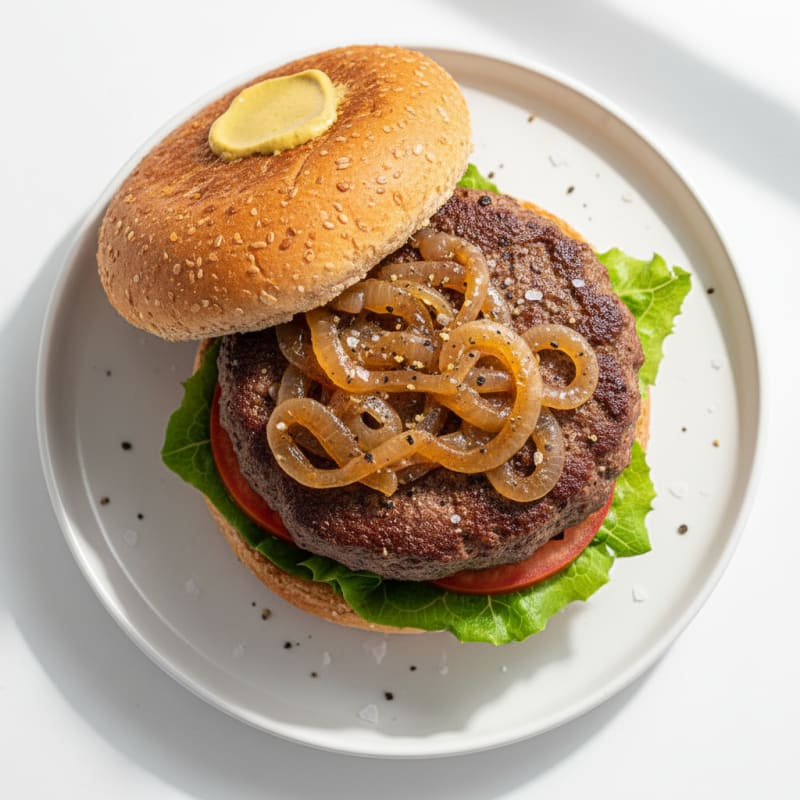 Classic Beef Burger with Caramelized Onions